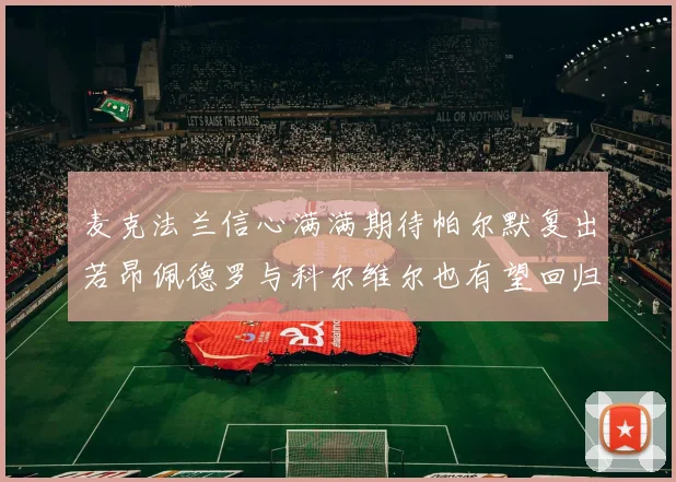 麦克法兰信心满满期待帕尔默复出若昂佩德罗与科尔维尔也有望回归